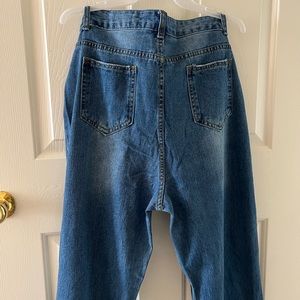 It’s a denim jeans. Size 8-10. (L) Blue